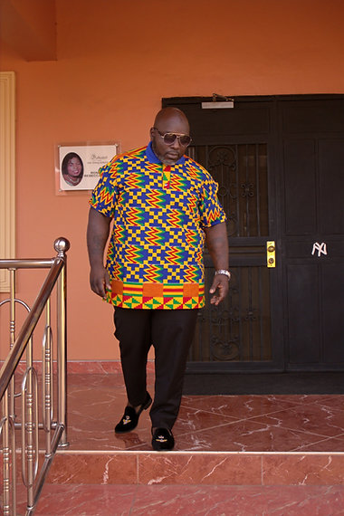Mens Blue Kente Print Polo Shirt