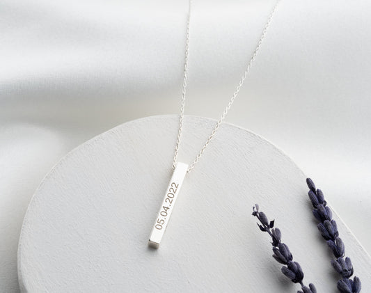 Personalized 3D Vertical Bar Necklace