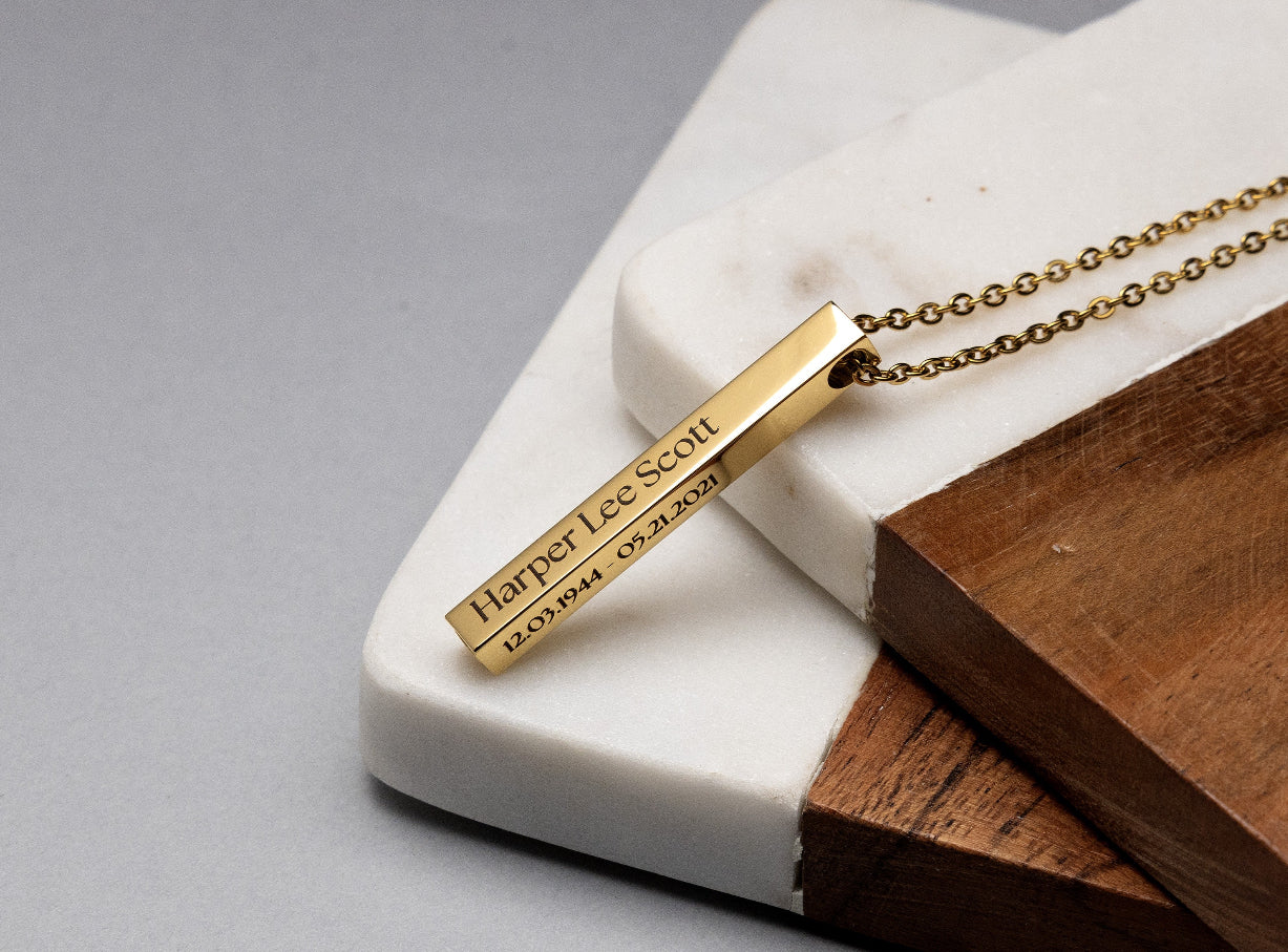 Personalized 3D Vertical Bar Necklace