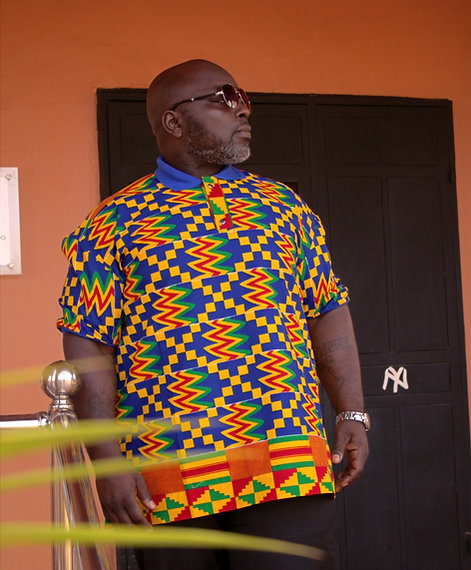 Mens Blue Kente Print Polo Shirt