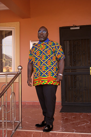 Mens Blue Kente Print Polo Shirt