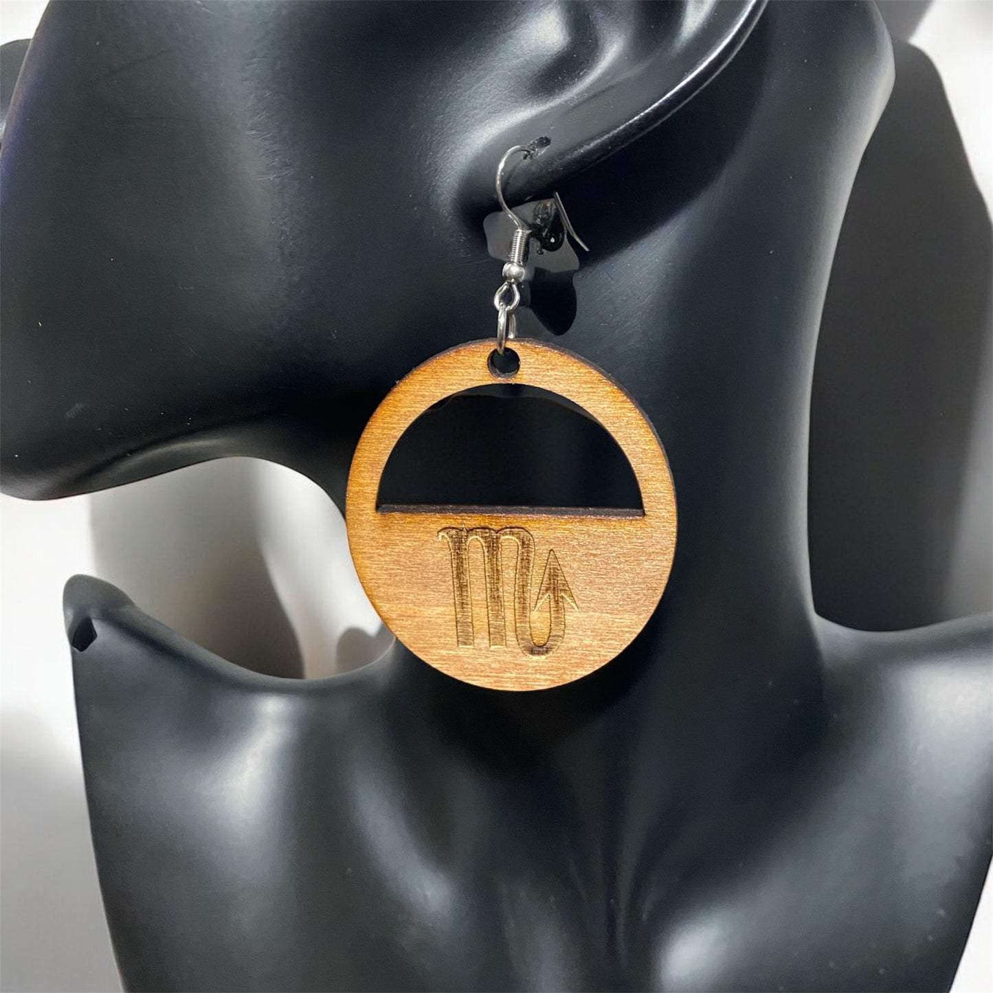 Wooden Zodiac Laser Engraved Earrings